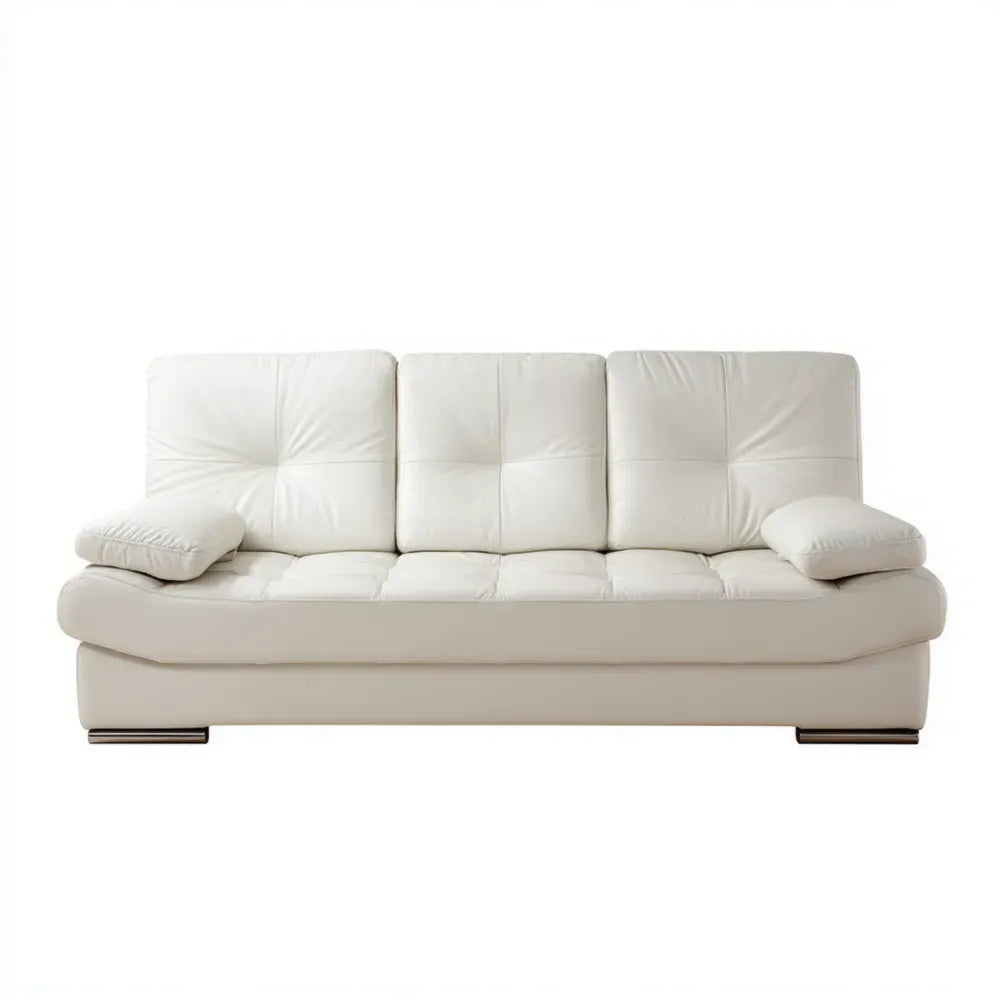 Leather Sofa 200x90x80 cm - White - Modern Design