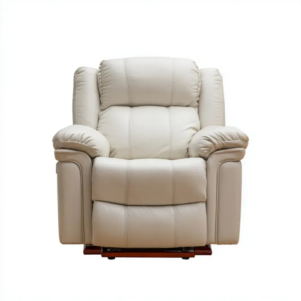 Leather Recliner Chair – 100cm x 90cm x 95cm – Cream – Modern Design