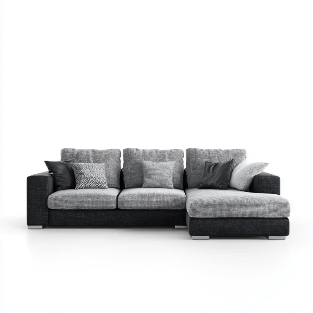 Sectional Sofa Set Fabric Upholstered 300x175x88 cm – Light Grey/Dark Grey – Modern Design