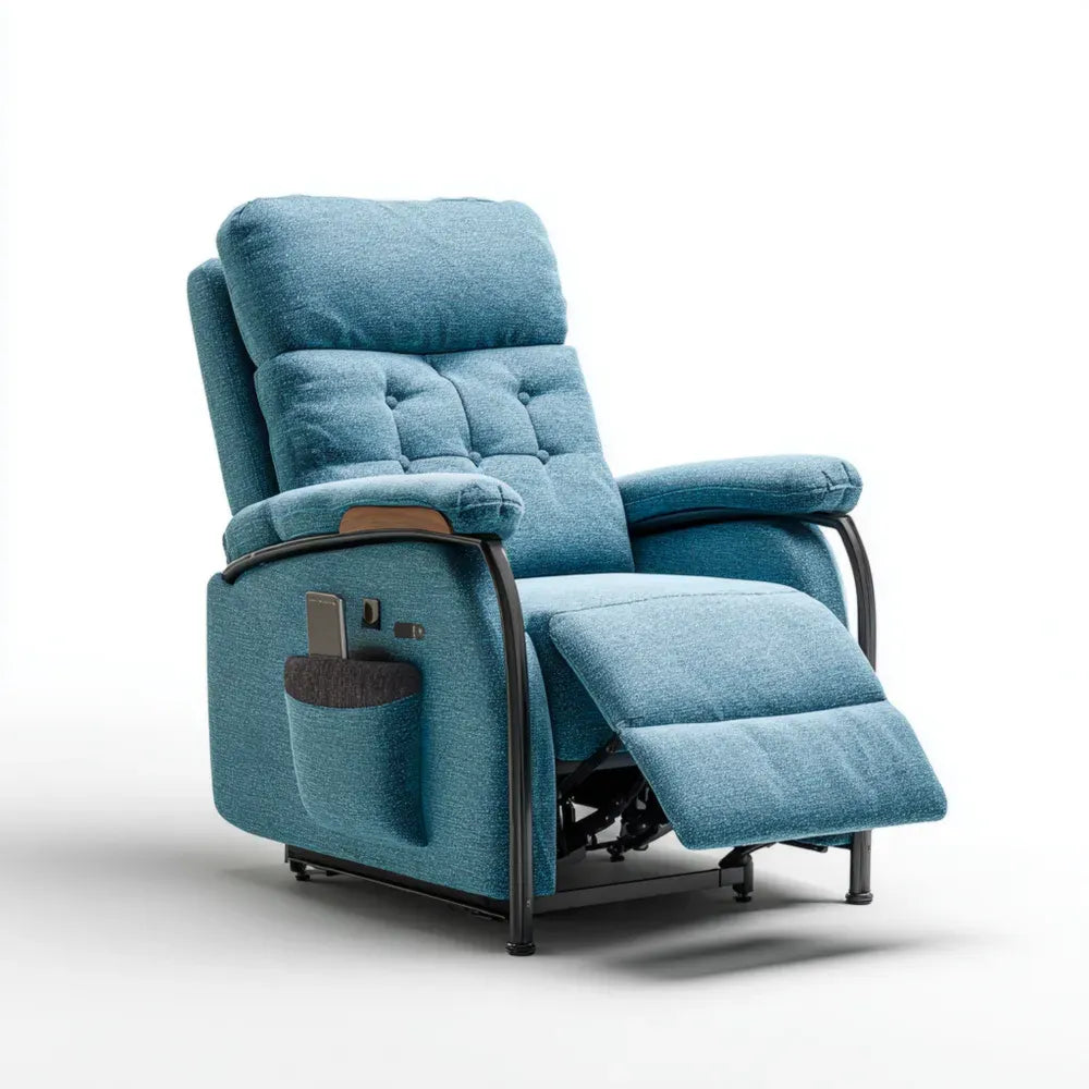 Reclining Chair Fabric Upholstery 85x90x104 cm - Teal - Adjustable Comfort