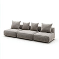 Sectional Sofa Set 300x100x80 cm Corduroy Upholstery Modern Design - Light Gray