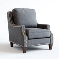 Armchair Fabric Upholstery 85x90x100 cm - Dark Gray - Studded Design