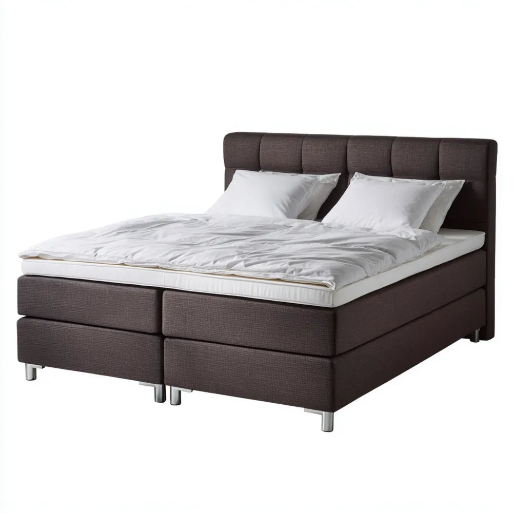 Double Bed Upholstered Fabric 200x160x100 cm – Dark Brown – Modern Design