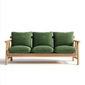 Three-Seater Sofa Wood Frame Green Cushions - 150x85x75 cm - Modern Design