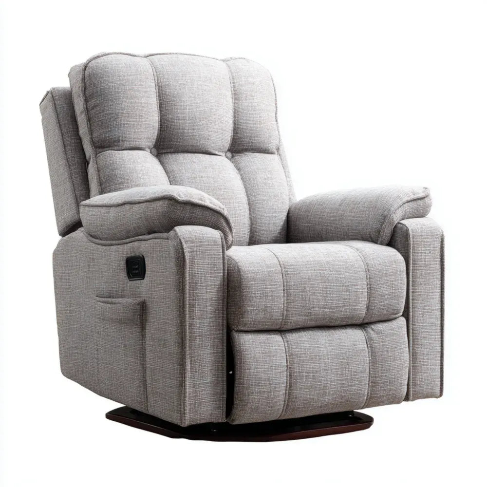 Recliner Chair Fabric Upholstery 33.5x35.4x39.4 inches - Light Grey - Modern Design