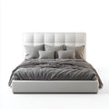 Double Bed Upholstered Leather 200x160x120 cm - White - Modern Design